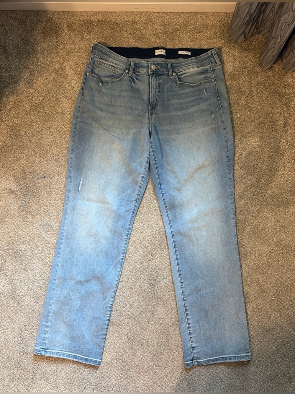 Wonderly Washed Light Blue Straight Leg Jeans